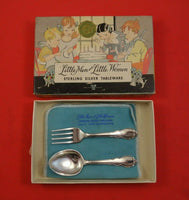 Modern Victorian by Lunt Sterling Silver Baby Set 2pc in Original Box 4 1/4"