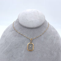 10k Yellow Gold Genuine Natural Rock Crystal Diamond Pendant w/14k Chain #J6200