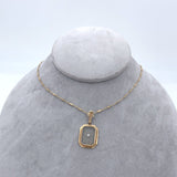 10k Yellow Gold Genuine Natural Rock Crystal Diamond Pendant w/14k Chain #J6200