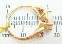 14k Yellow Gold Genuine Natural Opal Ruby and Diamond Ring (#J2650)