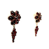 Genuine Natural Bohemian Garnet Rosette Dangle Earrings (#J5530)