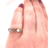 14k Yellow Gold Antique Five Genuine Natural Moonstone Band Ring (#J5694)