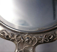 Cupid Sterling Silver Hand Mirror 10 1/2" x 5 3/4" c.1900 Art Nouveau (#5726)
