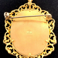 18k Hand Painted Portrait Pin Marie Antoinette (#J5380)