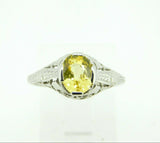 14k Gold Art Deco Style 1.64ct Yellow Genuine Natural Sapphire Ring (#J4392)