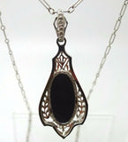 Art Deco 14k Gold Genuine Natural Cameo Pendant with Paperclip Chain (#J3714)
