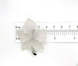 14k White Gold Carved Genuine Natural Rock Crystal Leaf Pin w/ Diamond (#J5537)
