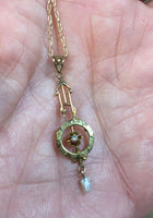 10k Yellow Gold Victorian Diamond Lavaliere Pendant (#J5234)