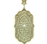 14k White Gold Filigree Genuine Natural Diamond Necklace (#J4785)
