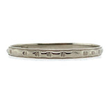 10k White Gold Wedding Band Ring Jewelry with Beaded Design Size 8.5 (#J5906)