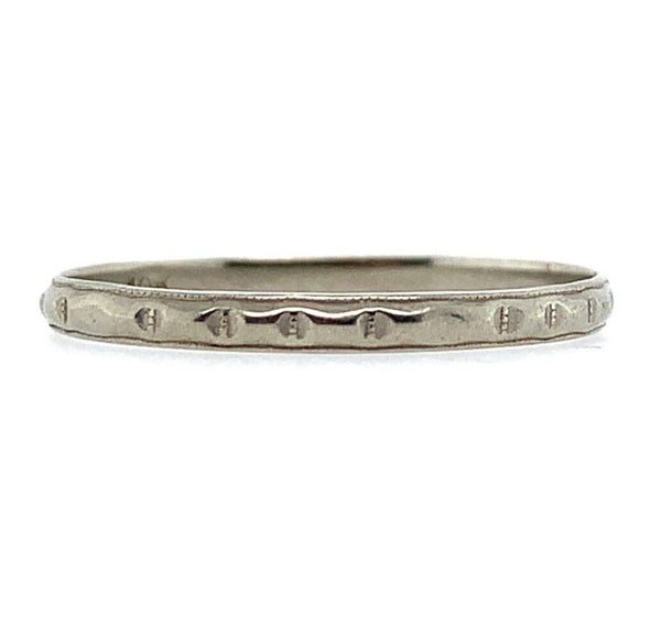 10k White Gold Wedding Band Ring Jewelry with Beaded Design Size 8.5 (#J5906)