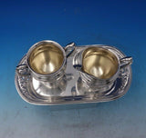 Rose Point by Wallace Sterling Silver Sugar Creamer Set 3pc 13.5 ozt. (#6446)