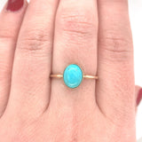 14k Gold 1.65ct Robin's Egg Blue Kingman Genuine Natural Turquoise Ring #J6152