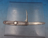 Sterling Silver Pocket Knife Folding Two Blades 3 1/4" Opened 5 3/8" (#6886-2)