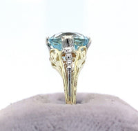 2.41ct Genuine Natural Aquamarine 14k and 18k Gold Filigree Ring (#J5776)