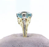 2.41ct Genuine Natural Aquamarine 14k and 18k Gold Filigree Ring (#J5776)