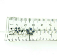 14k Gold Blue Genuine Natural Sapphire and Diamond Flower Pendant (#J4326)