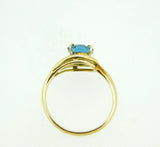 14k Yellow Gold Octagonal Blue Genuine Natural Zircon Solitaire Ring (#J4397)