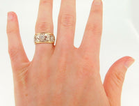 14k Gold Retro Eternity Ring Band with .20ct Genuine Natural Diamonds (#J4117)
