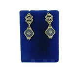 10k Gold Genuine Natural Rock Crystal Filigree Diamond Earrings (#J4609)