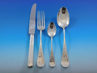 Antique Lily Engraved by Whiting Sterling Silver Flatware Set Service 48 Pieces