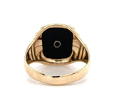 10k Yellow Gold Men's Genuine Natural Black Onyx and Diamond Ring (#J5594)