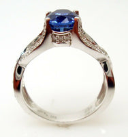 18K Gold Ring with a Fine Blue 2.38ct Oval Genuine Natural Sapphire (#J533)