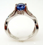 18K Gold Ring with a Fine Blue 2.38ct Oval Genuine Natural Sapphire (#J533)