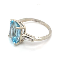 14k White Gold Emerald Cut 4.51ct Genuine Natural Aquamarine Ring (#J5589)