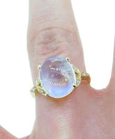 14k Gold 4.8ct Rainbow Genuine Natural Moonstone Diamond Ring Jewelry (#J4726)