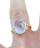 14k Gold 4.8ct Rainbow Genuine Natural Moonstone Diamond Ring Jewelry (#J4726)