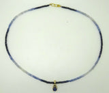 Genuine Natural Blue Sapphire Bead Necklace w/ 2.59ct Cabochon Sapphire (#J3752)