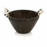 Olive Branch by Michael Aram Brass Gold Serving Set with Wood Serving Bowl - New
