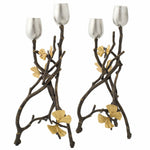 Butterfly Ginkgo by Michael Aram Brass and Nickelplate Candleholder Set - New