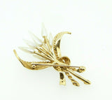 14k Gold Sheaves of Wheat Pin with Rubies and Pearls (#J640)