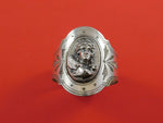 Medallion Coin Silver Napkin Ring Bright-Cut w/ 3D Applied Medallion 1 3/8"