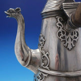 Estate English Silver Tea Pot with Wood Handle and Figural Spout (#4236)