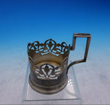 Russian .875 Silver Cup Holder Hand Engraved Pierced w/Niello 3 5/8" Tall #3872