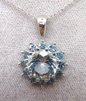 2.59ct Genuine Natural Aquamarine Cluster Pendant (#J131)