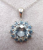 2.59ct Genuine Natural Aquamarine Cluster Pendant (#J131)
