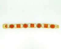 14k Yellow Gold Chinese Export Carved Carnelian Bracelet (#J5061)
