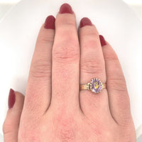14k Yellow Gold Victorian Genuine Natural Amethyst Rose of Sharon Ring (#J6142)