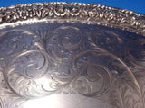 Repousse by Kirk Sterling Silver Tea Tray Hand Engraved Leaves Rolled Edge #7181