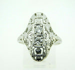 Art Deco 18k White Gold Filigree .36ct Genuine Natural Diamond Ring (#J4393)