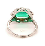 Filigree 18k Gold Art Deco 2.12 Carat Genuine Natural Emerald Ring (#J4843)