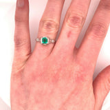 18k Gold Art Deco .56ct Genuine Natural Emerald Ring w/Engraved Flowers (#J4856)