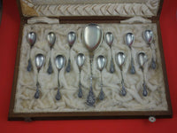 Louis XIV by Unknown German .800 Silver Ice Cream Set 13pc Spoons Server in Box