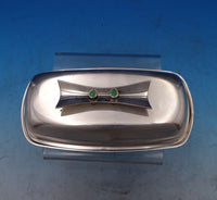 Modernic by Towle Sterling Silver Butter Dish w/Glass Liner Green Enamel (#7404)