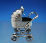 Italian Sterling Silver Figurine Baby Pram / Stroller w/ Movable Wheels (#6753)