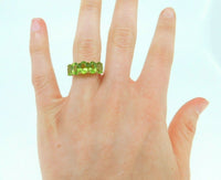 10k Yellow Gold Ring with Five Oval Genuine Natural Peridots (#J2311)